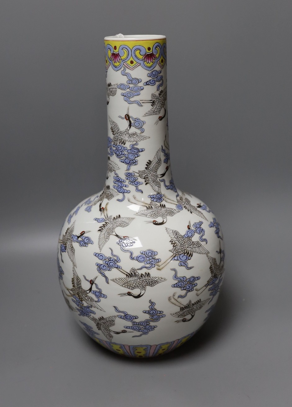 A large Chinese enamelled bottle vase, 41cm